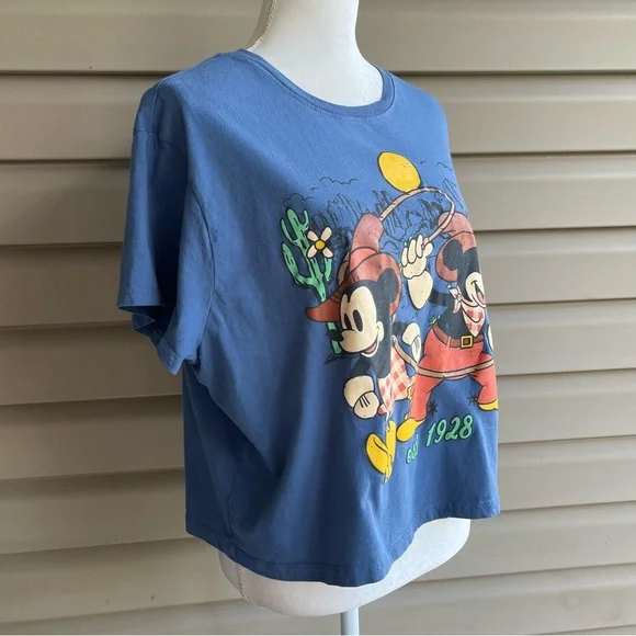 •Disney• Mickey & Minnie Mouse Blue Crop Top - Size 3X - Picture 5 of 7